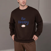 Buddha Stones BE HAPPY Lotus Soft Fleece Lined Sweatshirt Sweatshirt BS 24