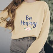 Buddha Stones BE HAPPY Lotus Soft Fleece Lined Sweatshirt Sweatshirt BS 20