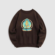 Buddha Stones Lotus Meditation Buddha Fleece Lined Sweatshirt Sweatshirt BS SaddleBrown XXL