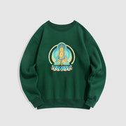 Buddha Stones Lotus Meditation Buddha Fleece Lined Sweatshirt Sweatshirt BS ForestGreen XXL