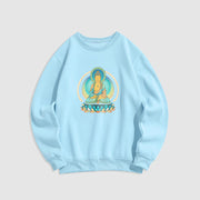 Buddha Stones Lotus Meditation Buddha Fleece Lined Sweatshirt Sweatshirt BS LightCyan XXL