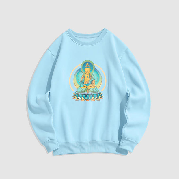 Buddha Stones Lotus Meditation Buddha Fleece Lined Sweatshirt