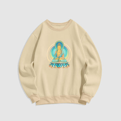 Buddha Stones Lotus Meditation Buddha Fleece Lined Sweatshirt