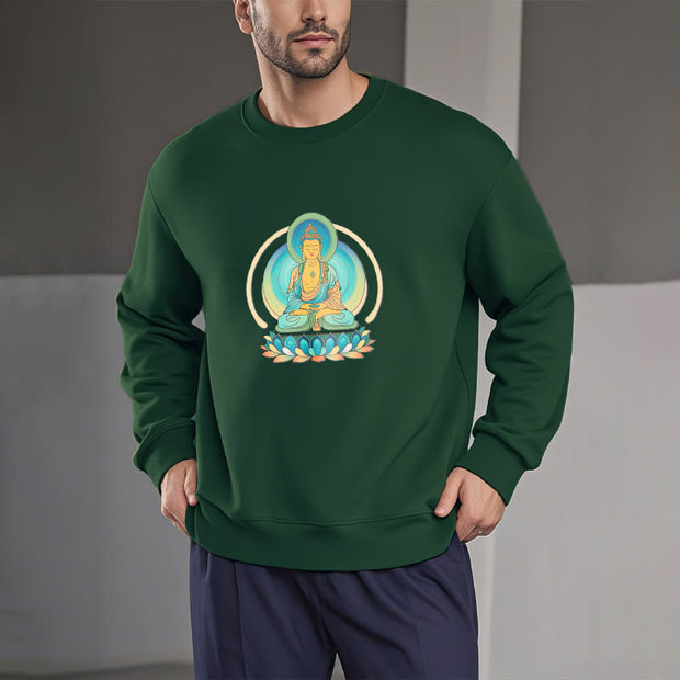 Buddha Stones Lotus Meditation Buddha Fleece Lined Sweatshirt Sweatshirt BS 29