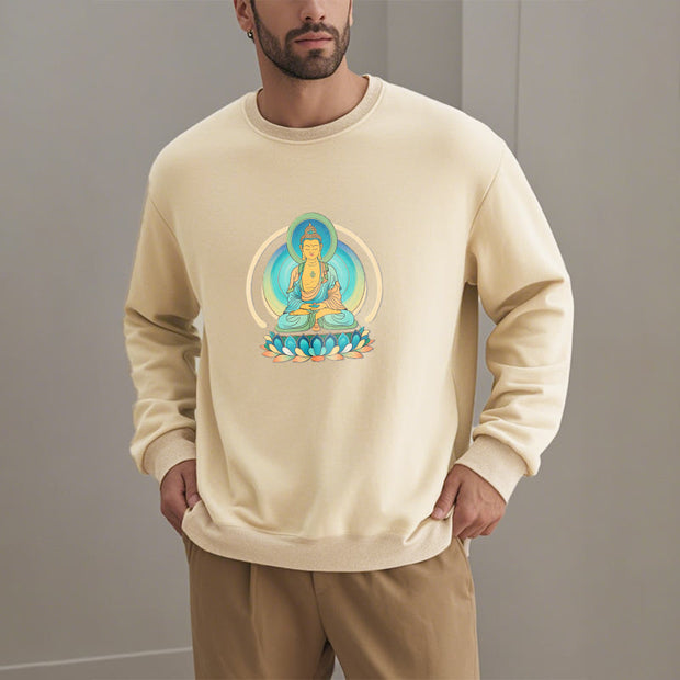 Buddha Stones Lotus Meditation Buddha Fleece Lined Sweatshirt Sweatshirt BS 4