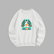 Buddha Stones Lotus Buddha Round Neck Fleece Lined Sweatshirt