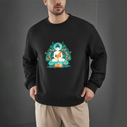 Buddha Stones Lotus Buddha Round Neck Fleece Lined Sweatshirt