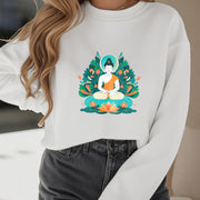 Buddha Stones Lotus Buddha Round Neck Fleece Lined Sweatshirt