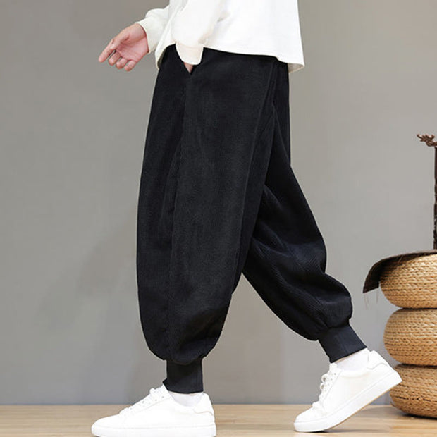 Buddha Stones Casual Plain Cotton Men's Harem Pants With Pockets Men's Harem Pants BS 9