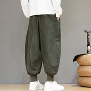 Buddha Stones Casual Plain Cotton Men's Harem Pants With Pockets Men's Harem Pants BS 21