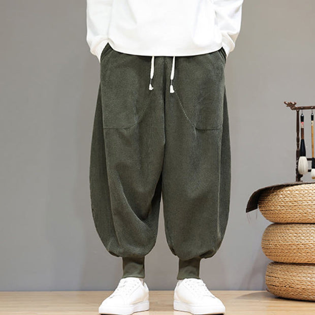 Buddha Stones Casual Plain Cotton Men's Harem Pants With Pockets Men's Harem Pants BS 22