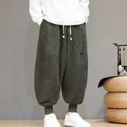 Buddha Stones Casual Plain Cotton Men's Harem Pants With Pockets Men's Harem Pants BS 24