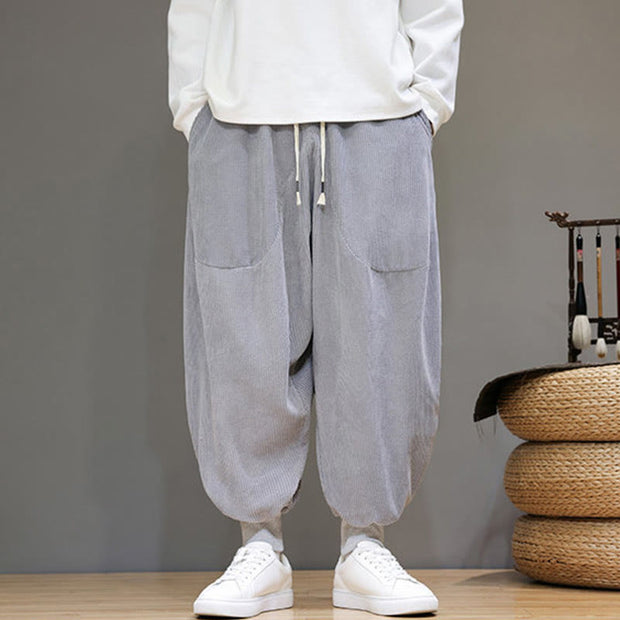 Buddha Stones Casual Plain Cotton Men's Harem Pants With Pockets Men's Harem Pants BS 6