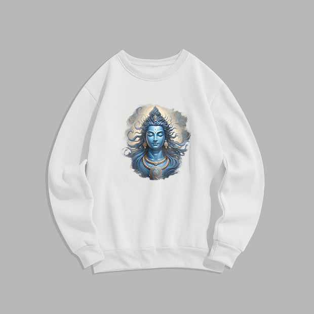 Buddha Stones OM NAMAH SHIVAYA Buddha Fleece Lined Polyester Sweatshirt Sweatshirt BS White 2XL