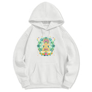 Buddha Stones Butterfly Lotus Buddha-Inspired Fleece Lined Polyester Hoodie Hoodie BS White 2XL