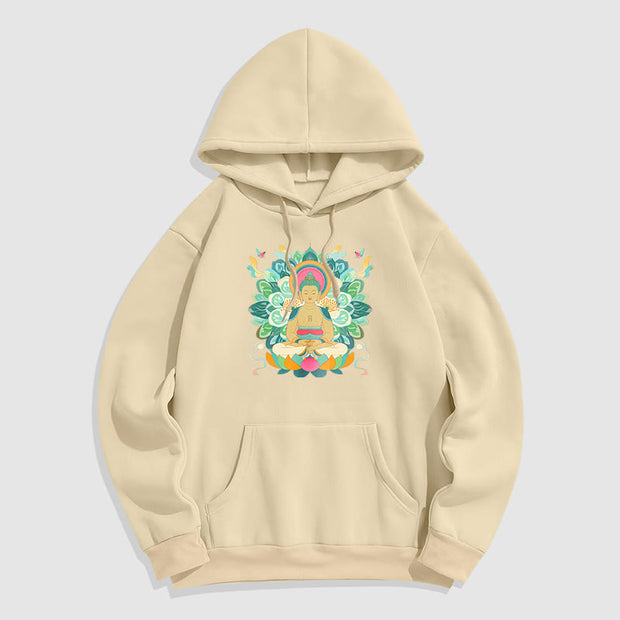 Buddha Stones Butterfly Lotus Buddha-Inspired Fleece Lined Polyester Hoodie Hoodie BS Bisque 2XL