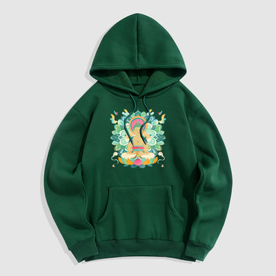 Buddha Stones Butterfly Lotus Buddha-Inspired Fleece Lined Polyester Hoodie