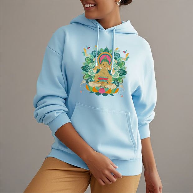 Buddha Stones Butterfly Lotus Buddha-Inspired Fleece Lined Polyester Hoodie Hoodie BS 26