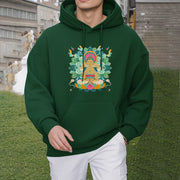 Buddha Stones Butterfly Lotus Buddha-Inspired Fleece Lined Polyester Hoodie Hoodie BS 3