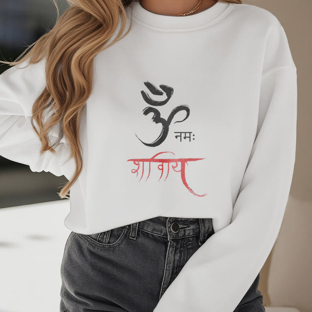 Buddha Stones OM NAMAH SHIVAYA Mantra Sanskrit Fleece Lined Polyester Sweatshirt Sweatshirt BS 11