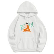 Buddha Stones RELAX Lotus Buddha Fleece Lined Polyester Hoodie Hoodie BS White 2XL