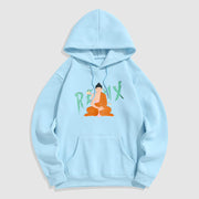 Buddha Stones RELAX Lotus Buddha Fleece Lined Polyester Hoodie Hoodie BS LightCyan 2XL