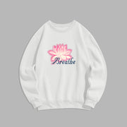 Buddha Stones BREATHE Lotus Round Neck Fleece Lined Sweatshirt