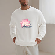 Buddha Stones BREATHE Lotus Round Neck Fleece Lined Sweatshirt Sweatshirt BS 3