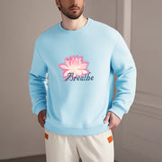 Buddha Stones BREATHE Lotus Round Neck Fleece Lined Sweatshirt