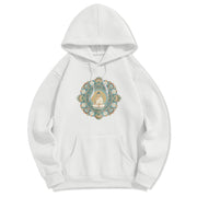 Buddha Stones Mandala Flower Buddha Fleece Lined Polyester Hoodie Hoodie BS White 2XL