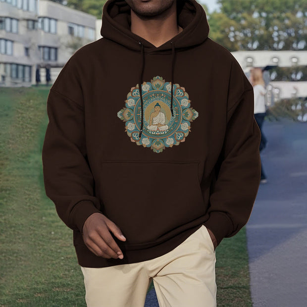 Buddha Stones Mandala Flower Buddha Fleece Lined Polyester Hoodie