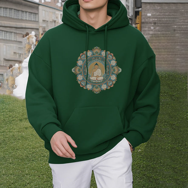 Buddha Stones Mandala Flower Buddha Fleece Lined Polyester Hoodie