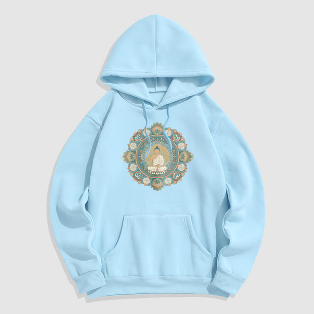 Buddha Stones Mandala Flower Buddha Fleece Lined Polyester Hoodie