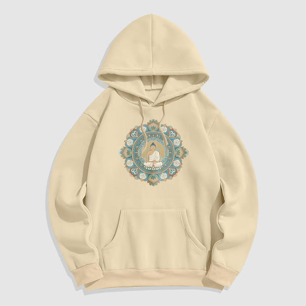 Buddha Stones Mandala Flower Buddha Fleece Lined Polyester Hoodie