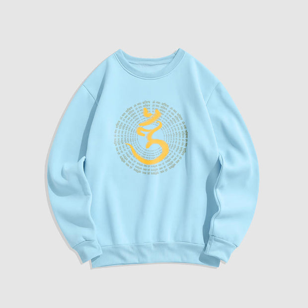 Buddha Stones 108 OM NAMAH SHIVAYA Mantra Sanskrit Fleece Lined Polyester Sweatshirt Sweatshirt BS LightCyan 2XL