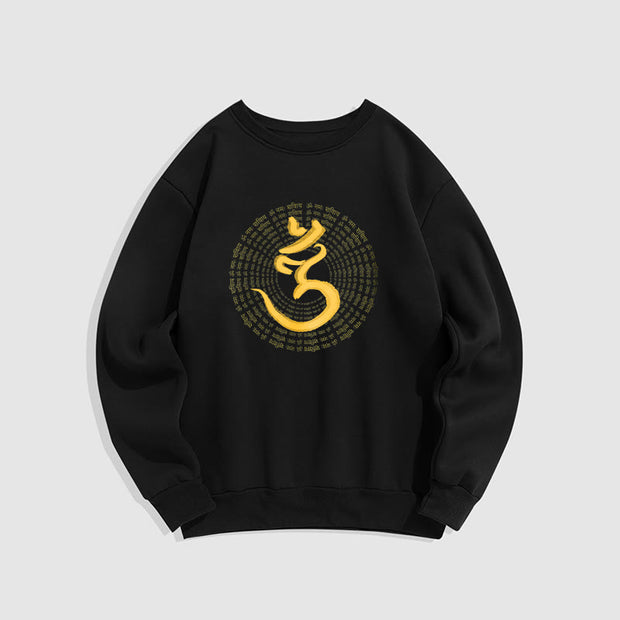 Buddha Stones 108 OM NAMAH SHIVAYA Mantra Sanskrit Fleece Lined Polyester Sweatshirt Sweatshirt BS Black 2XL