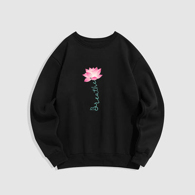 Buddha Stones Lotus BREATHE Fleece Lined Sweatshirt