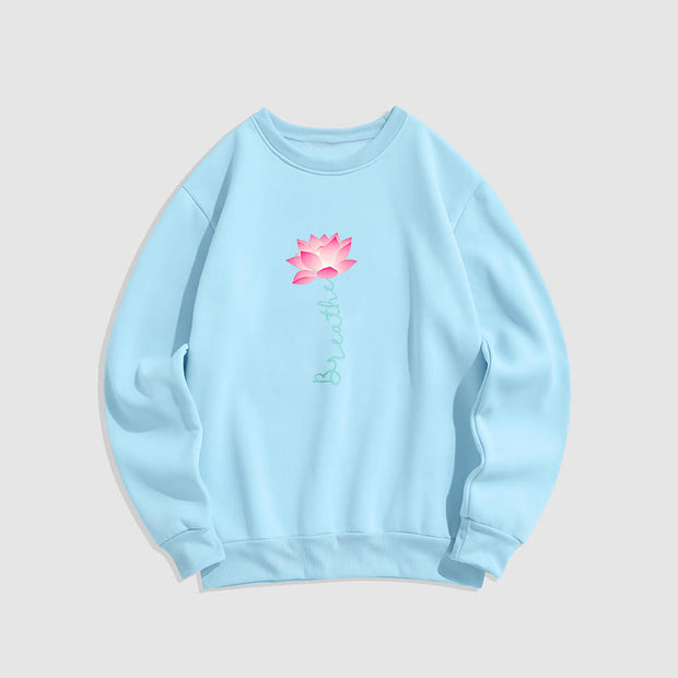 Buddha Stones Lotus BREATHE Fleece Lined Sweatshirt