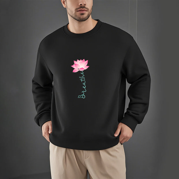 Buddha Stones Lotus BREATHE Fleece Lined Sweatshirt Sweatshirt BS 3