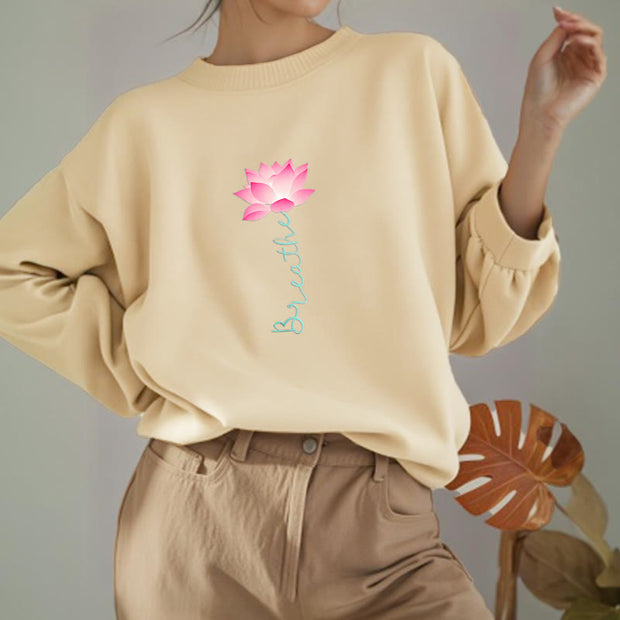 Buddha Stones Lotus BREATHE Fleece Lined Sweatshirt Sweatshirt BS 11