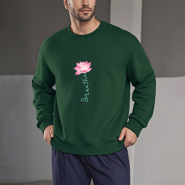 Buddha Stones Lotus BREATHE Fleece Lined Sweatshirt Sweatshirt BS 29