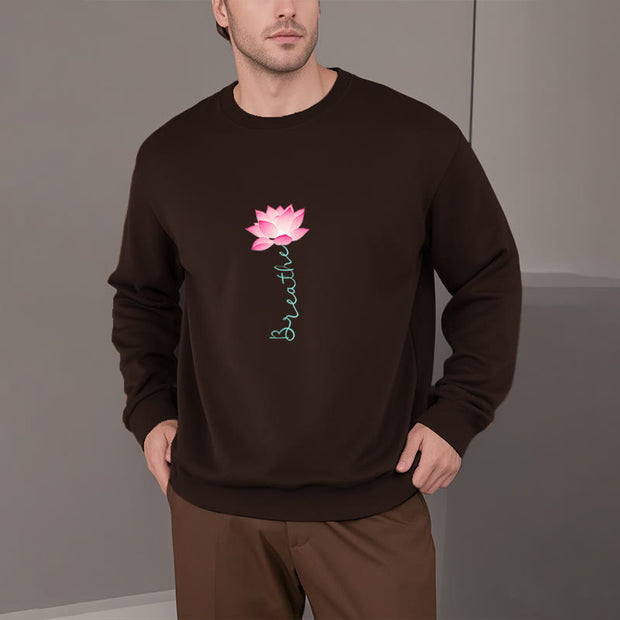 Buddha Stones Lotus BREATHE Fleece Lined Sweatshirt Sweatshirt BS 25