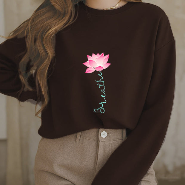 Buddha Stones Lotus BREATHE Fleece Lined Sweatshirt