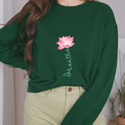 Buddha Stones Lotus BREATHE Fleece Lined Sweatshirt Sweatshirt BS 28