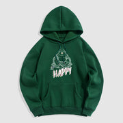 Buddha Stones BE HAPPY Laughing Buddha Fleece Lined Polyester Hoodie Hoodie BS ForestGreen 2XL