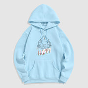 Buddha Stones BE HAPPY Laughing Buddha Fleece Lined Polyester Hoodie Hoodie BS LightCyan 2XL