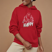 Buddha Stones BE HAPPY Laughing Buddha Fleece Lined Polyester Hoodie Hoodie BS 19