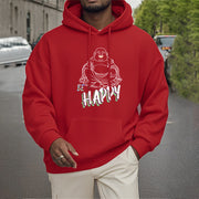 Buddha Stones BE HAPPY Laughing Buddha Fleece Lined Polyester Hoodie Hoodie BS 20