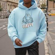 Buddha Stones BE HAPPY Laughing Buddha Fleece Lined Polyester Hoodie Hoodie BS 31