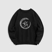 Buddha Stones OM Mantra Sanskrit Fleece Lined Polyester Sweatshirt Sweatshirt BS Black 2XL